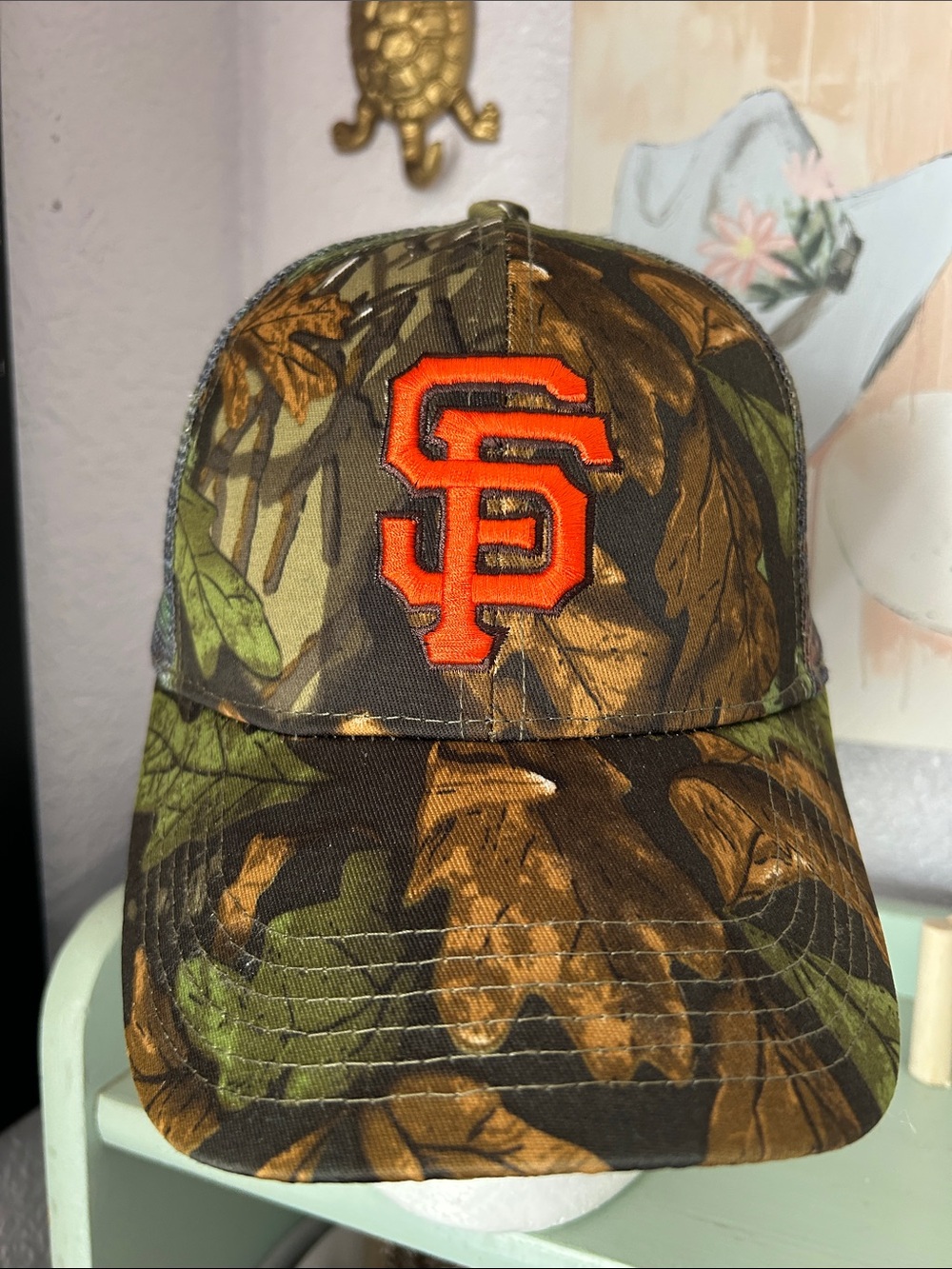 San Francisco Giants Camo Baseball Cap - Orange Logo